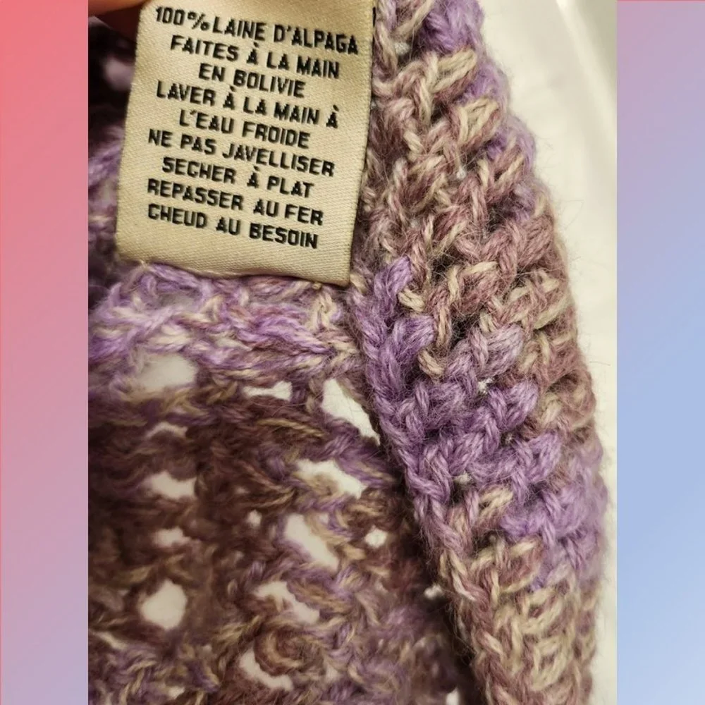 NWT Anthropologie Augden Crocheted Crop Top Sweater Lilac Purple Size Large